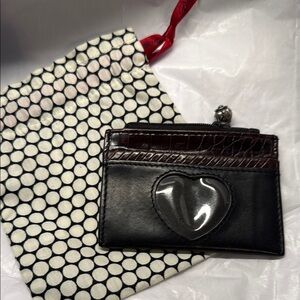 Brighton Black and Brown Card Holder with Heart Detail